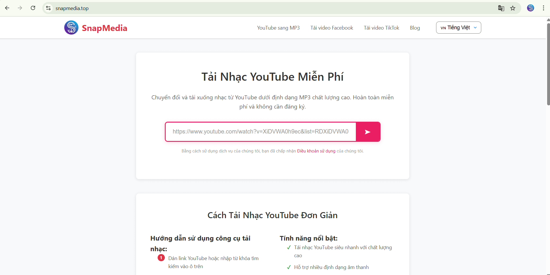 Dán liên kết video vào SnapMedia