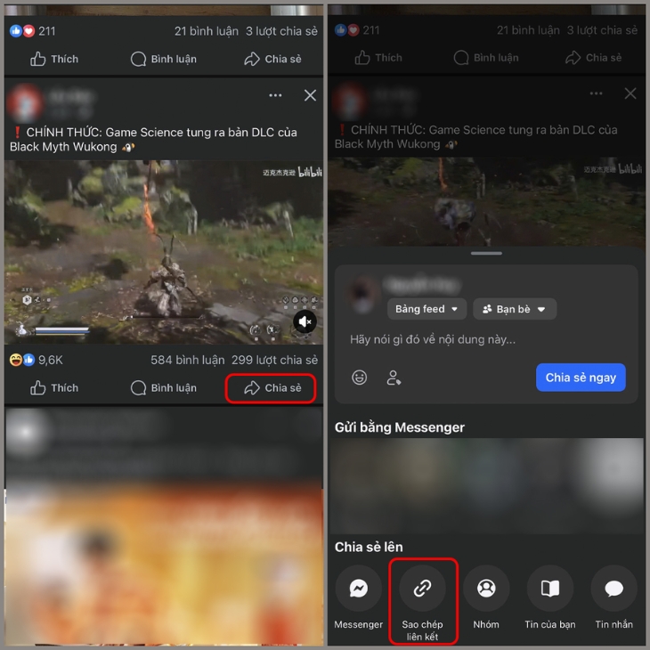 Sao chép liên kết video facebook
