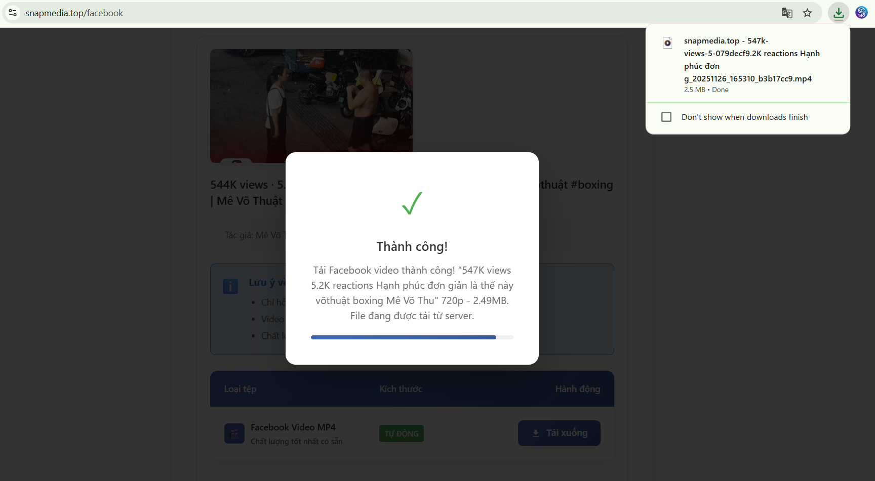 Đang tải video facebook - 1