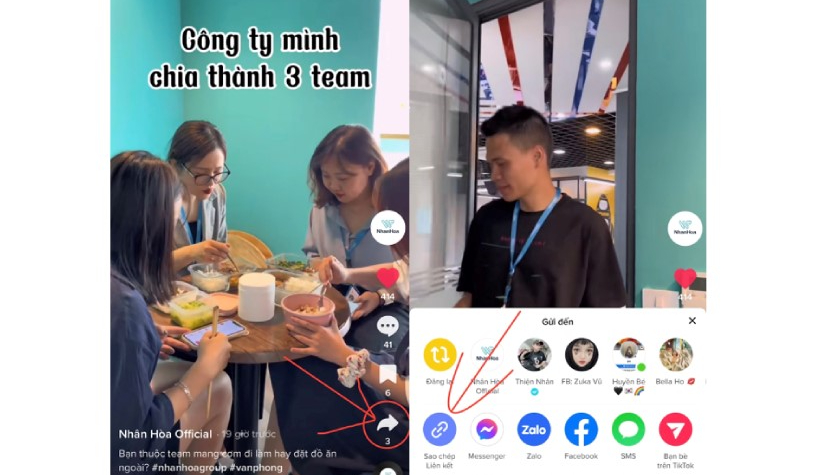 Sao chép liên kết video tiktok